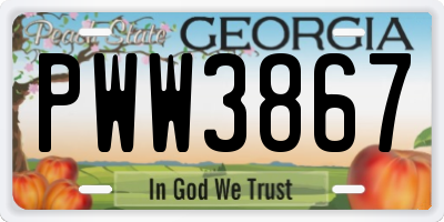 GA license plate PWW3867