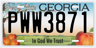 GA license plate PWW3871