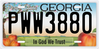 GA license plate PWW3880