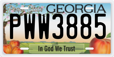 GA license plate PWW3885
