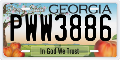 GA license plate PWW3886