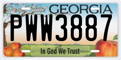 GA license plate PWW3887