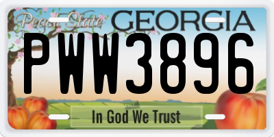 GA license plate PWW3896