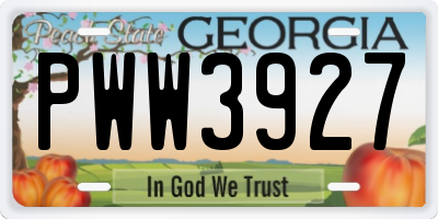 GA license plate PWW3927
