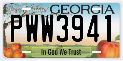 GA license plate PWW3941