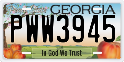 GA license plate PWW3945