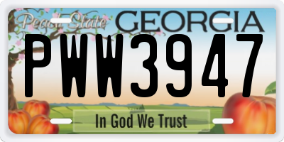 GA license plate PWW3947