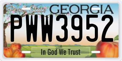 GA license plate PWW3952