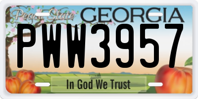 GA license plate PWW3957