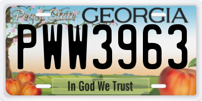 GA license plate PWW3963