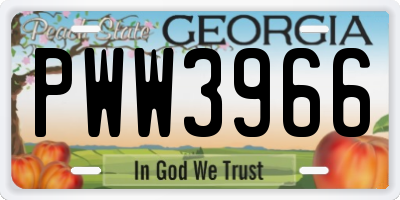 GA license plate PWW3966