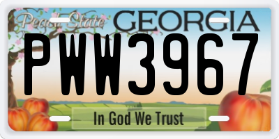 GA license plate PWW3967