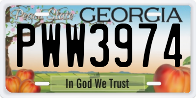 GA license plate PWW3974