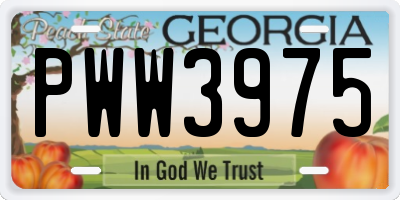 GA license plate PWW3975