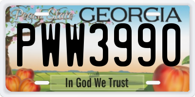GA license plate PWW3990