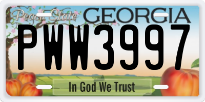 GA license plate PWW3997