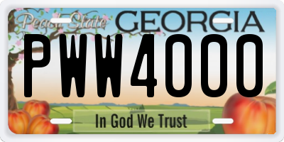 GA license plate PWW4000