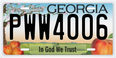 GA license plate PWW4006