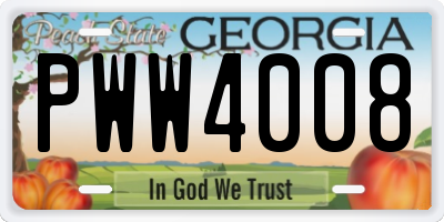 GA license plate PWW4008
