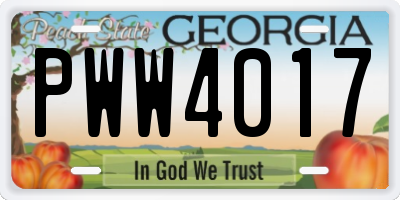 GA license plate PWW4017