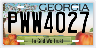 GA license plate PWW4027