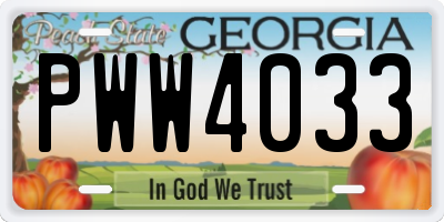 GA license plate PWW4033