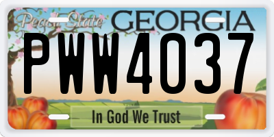 GA license plate PWW4037
