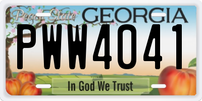GA license plate PWW4041
