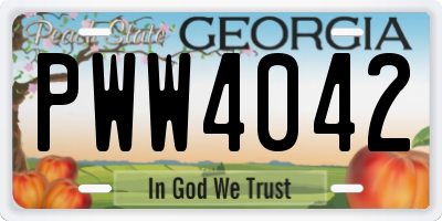 GA license plate PWW4042