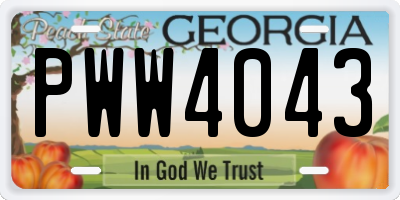 GA license plate PWW4043