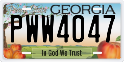 GA license plate PWW4047