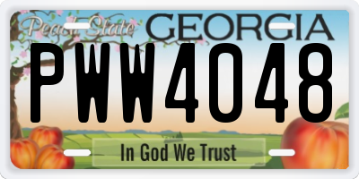 GA license plate PWW4048