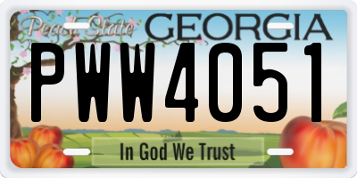 GA license plate PWW4051