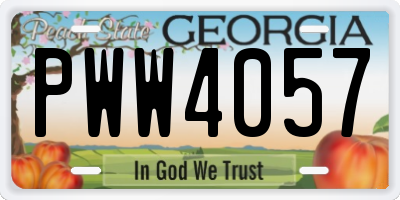 GA license plate PWW4057