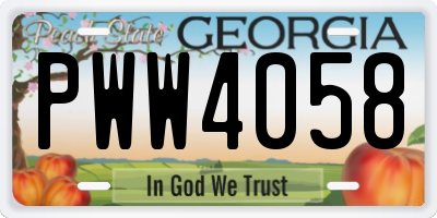 GA license plate PWW4058