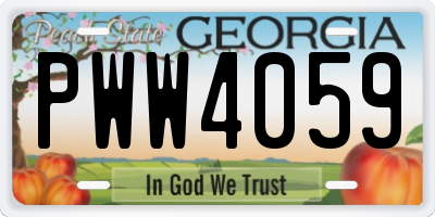 GA license plate PWW4059