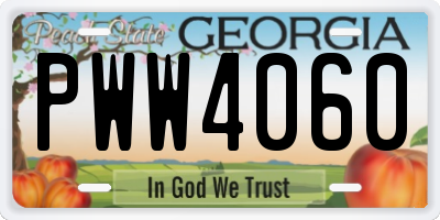 GA license plate PWW4060