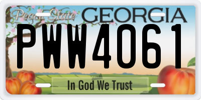 GA license plate PWW4061