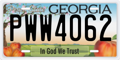 GA license plate PWW4062