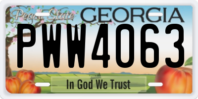 GA license plate PWW4063