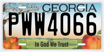 GA license plate PWW4066