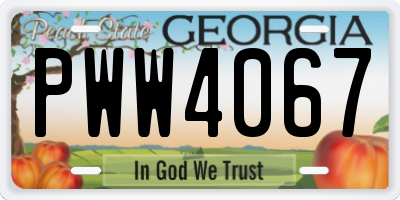 GA license plate PWW4067