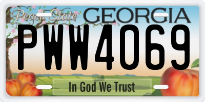 GA license plate PWW4069
