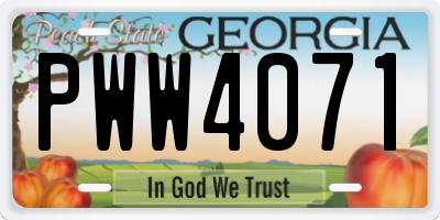 GA license plate PWW4071