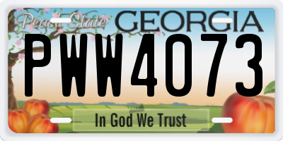 GA license plate PWW4073
