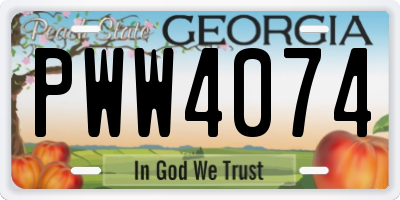 GA license plate PWW4074
