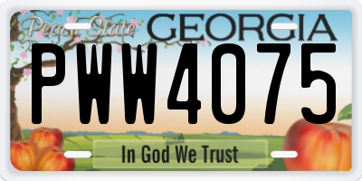 GA license plate PWW4075
