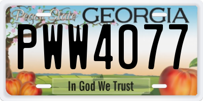 GA license plate PWW4077