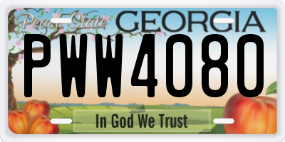 GA license plate PWW4080