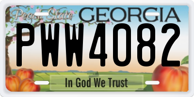 GA license plate PWW4082